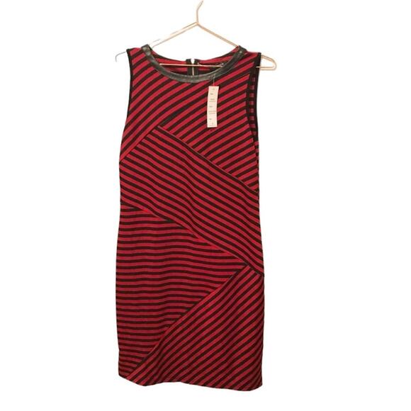 Spense Dresses & Skirts - Spense sleeveless contrasting striped dress with faux leather trim size 8